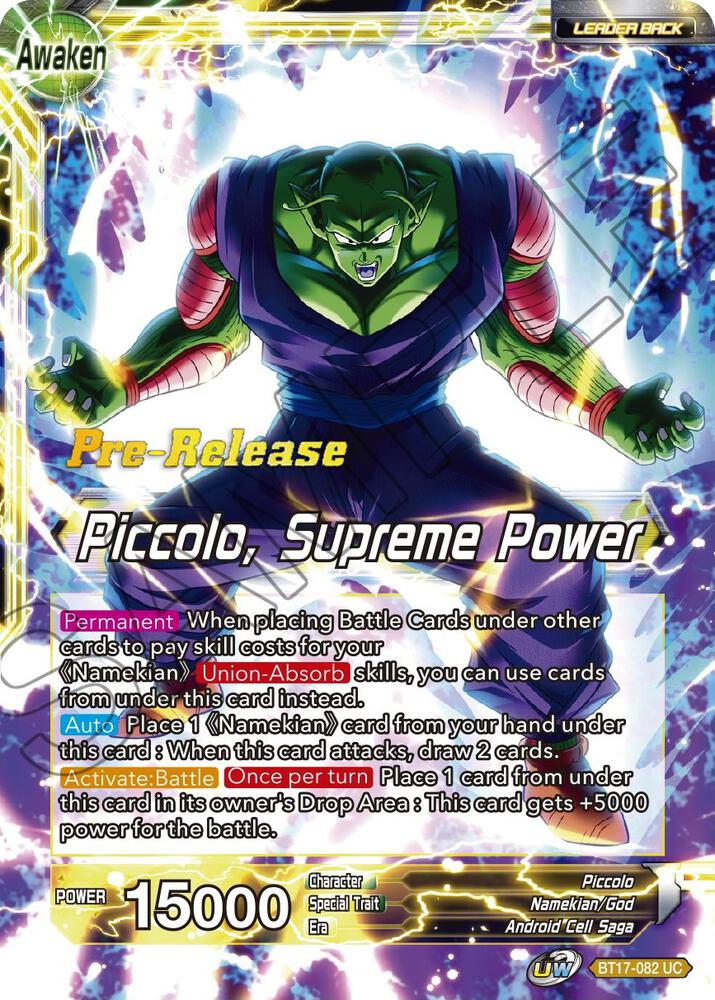 Piccolo // Piccolo, Supreme Power BT17-082 card from Ultimate Squad Pre-Release Cards