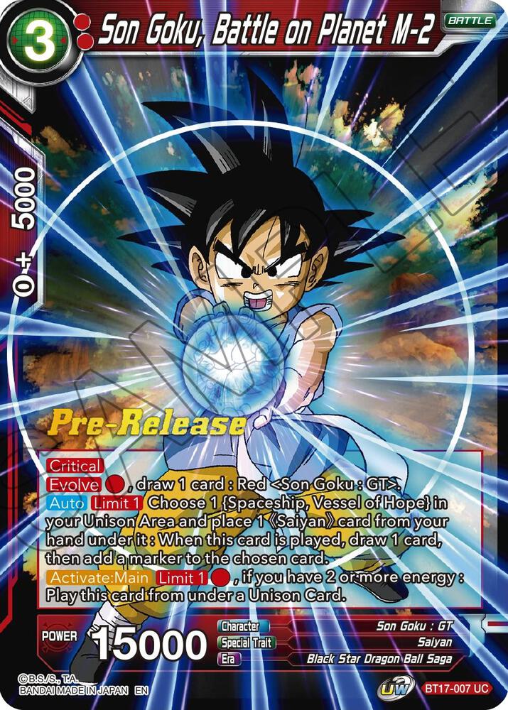 Son Goku, Battle on Planet M-2 BT17-007 card from Ultimate Squad Pre-Release Cards