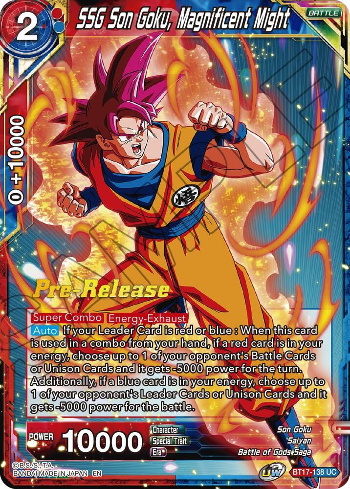 SSG Son Goku, Magnificent Might BT17-138 card from Ultimate Squad Pre-Release Cards