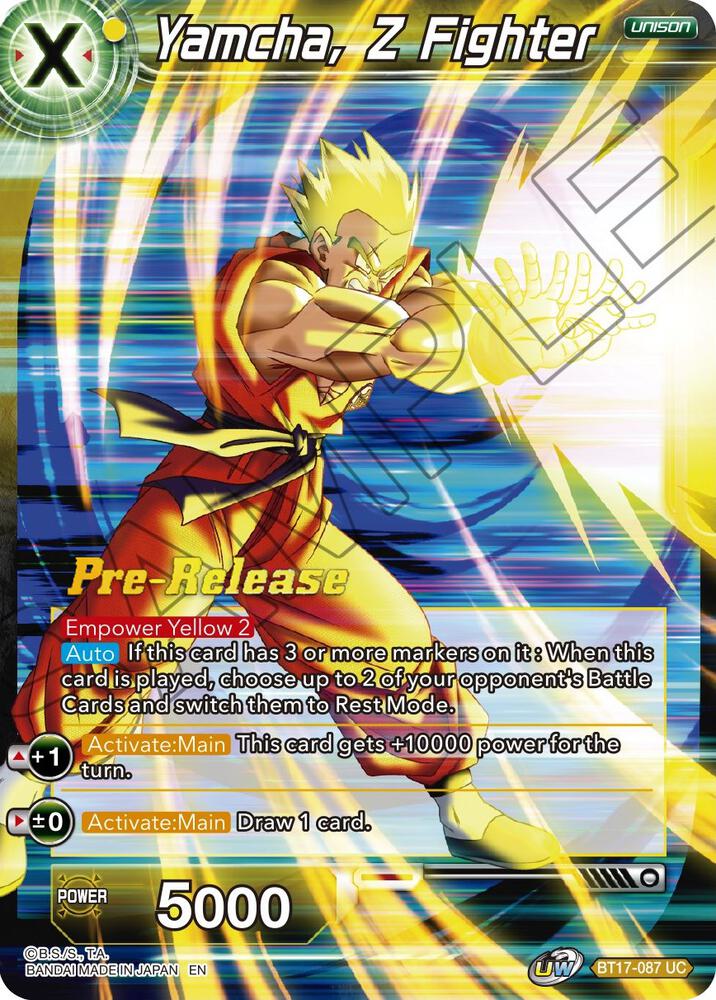 Yamcha, Z Fighter BT17-087 card from Ultimate Squad Pre-Release Cards