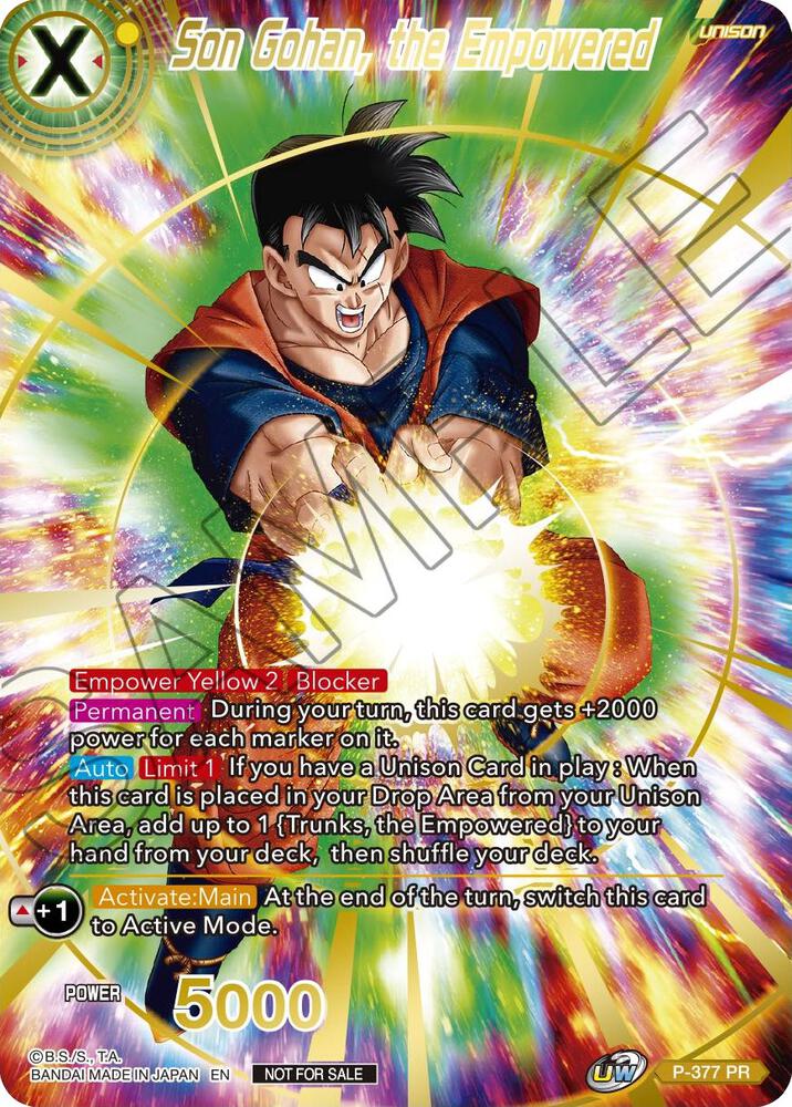 Son Gohan, the Empowered (Gold Stamped) P-377 card from Promotion Cards