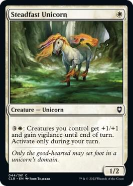 Steadfast Unicorn 44 card from Commander Legends: Battle for Baldur's Gate