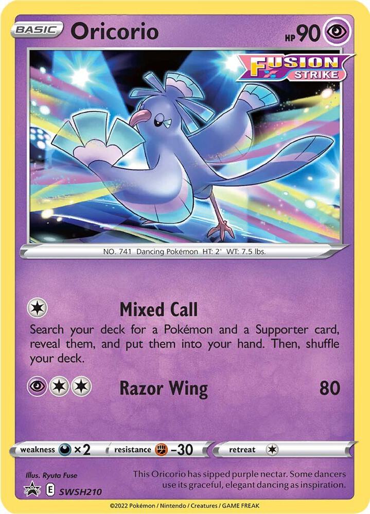 Oricorio SWSH210 card from SWSH: Sword & Shield Promo Cards