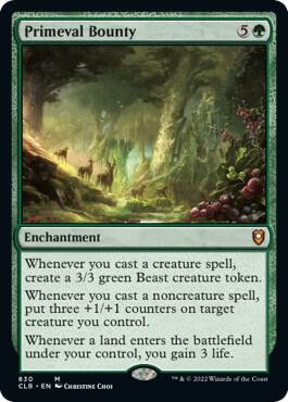Primeval Bounty 830 card from Commander Legends: Battle for Baldur's Gate