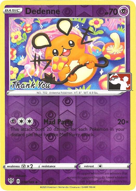 Dedenne - 78/189 (Pokemon League) [Thank You] 078/189 card from League & Championship Cards