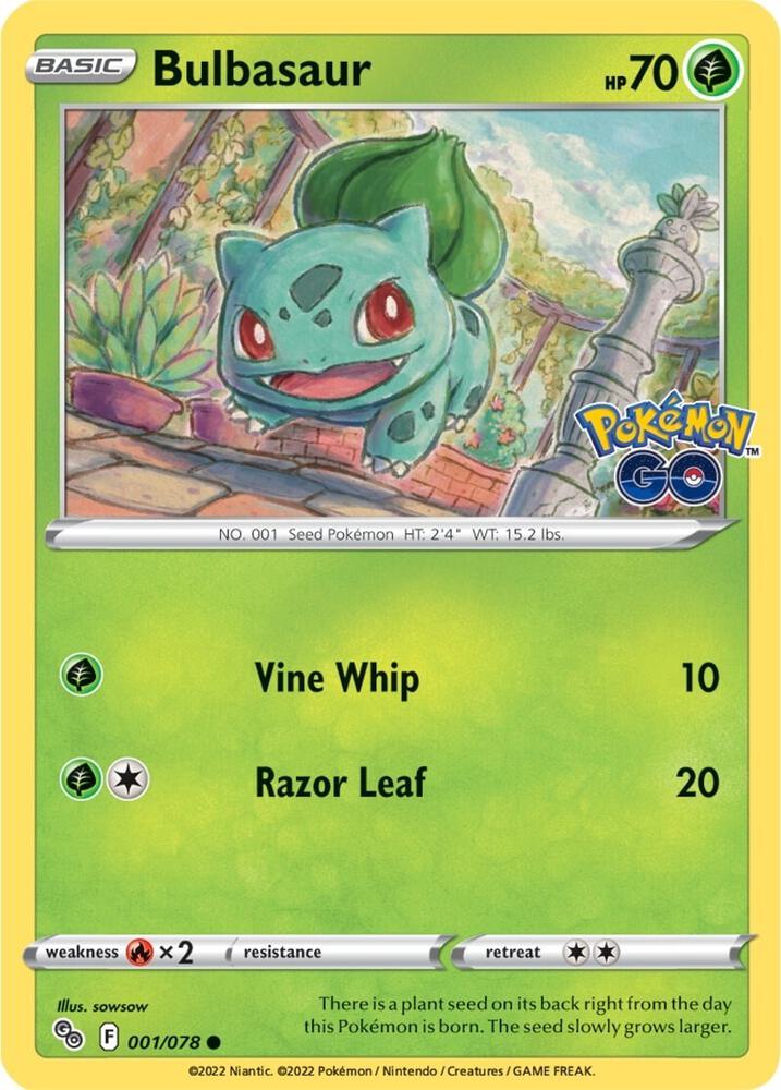 Bulbasaur 001/078 card from Pokemon GO