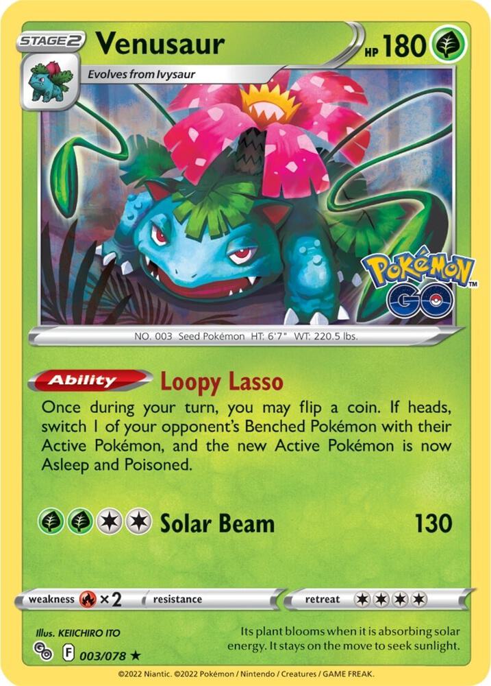 Venusaur 003/078 card from Pokemon GO