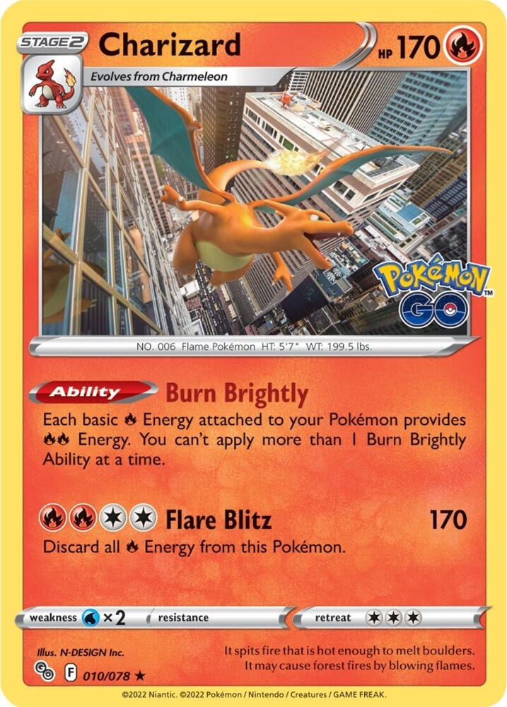 Charizard 010/078 card from Pokemon GO
