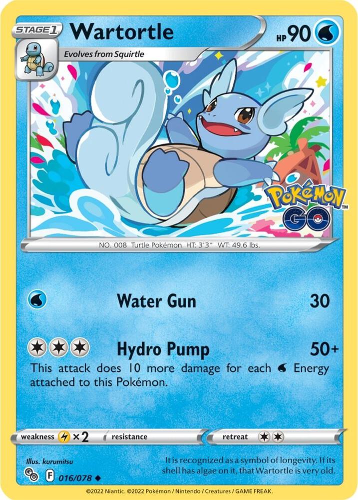 Wartortle 016/078 card from Pokemon GO