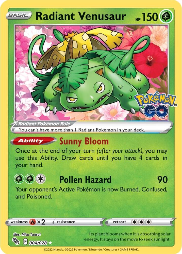 Radiant Venusaur 004/078 card from Pokemon GO