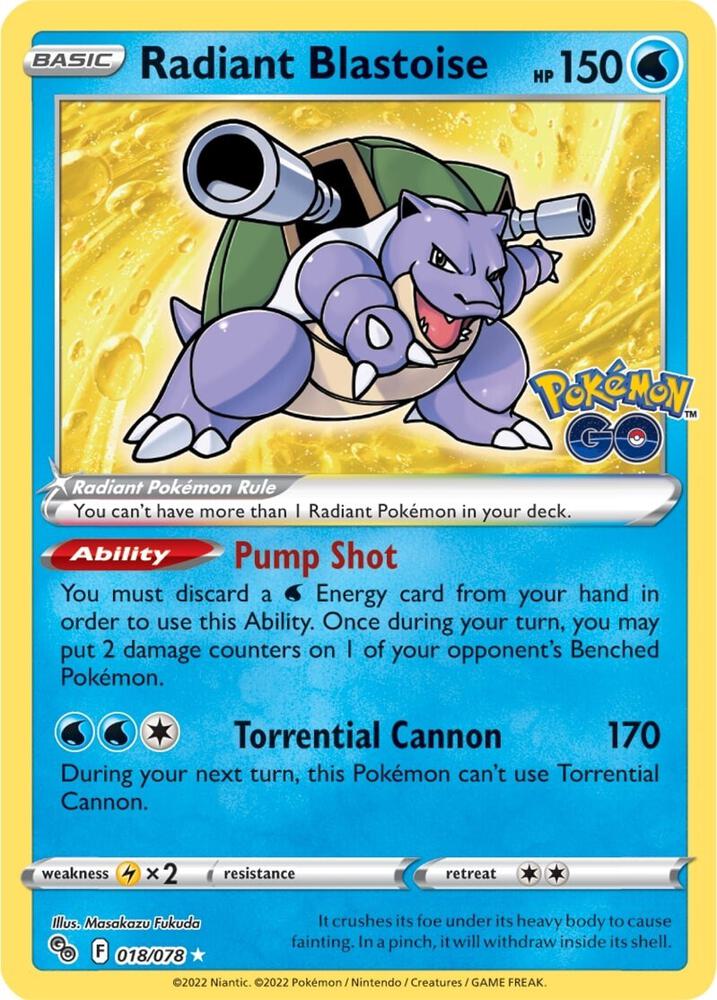 Radiant Blastoise 018/078 card from Pokemon GO