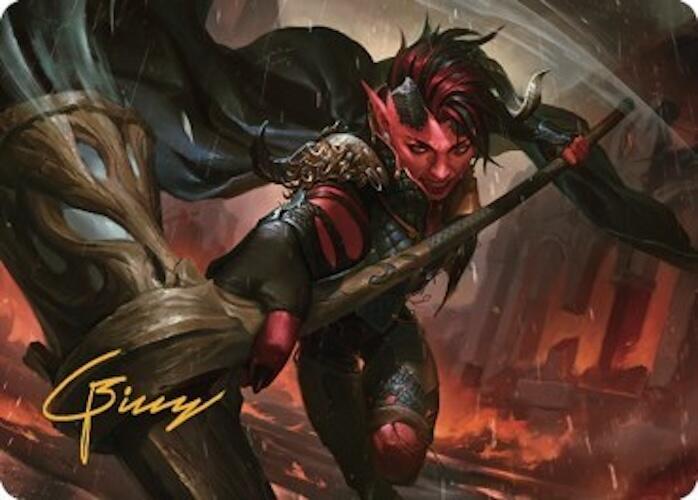 Karlach, Fury of Avernus Art Card (34/81) (Gold-Stamped Signature) card from Art Series: Commander Legends: Battle for Baldur's Gate