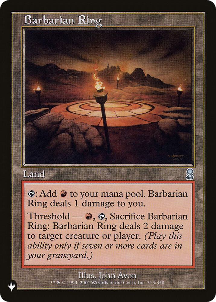 Barbarian Ring 313/350 card from The List Reprints