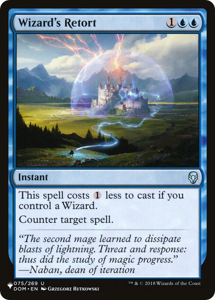 Wizard's Retort 075/269 card from The List Reprints