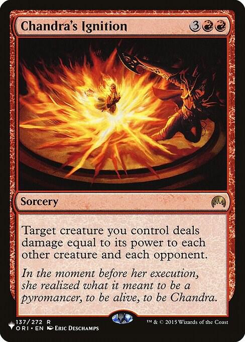 Chandra's Ignition 137 card from The List Reprints