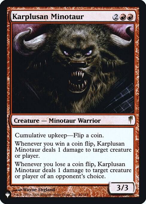 Karplusan Minotaur 86 card from The List Reprints