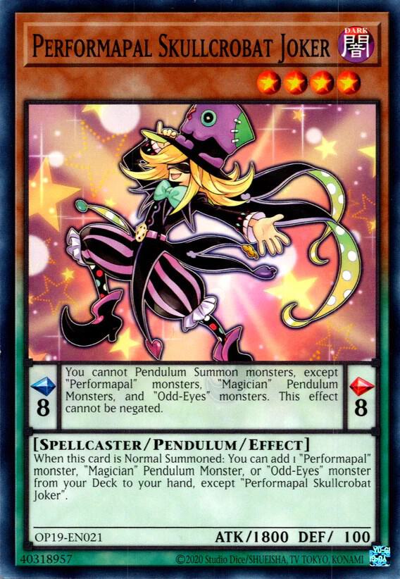 Performapal Skullcrobat Joker OP19-EN021 card from OTS Tournament Pack 19