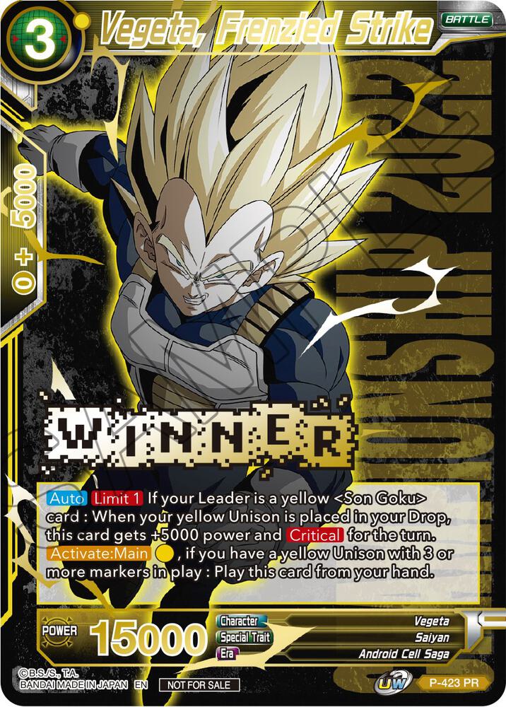 Vegeta, Frenzied Strike (Championship Pack 2022 Vol.2) (Winner Gold Stamped) P-423 card from Promotion Cards
