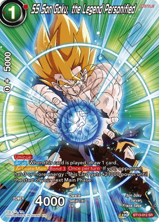 SS Son Goku, the Legend Personified BT13-012 card from Theme Selection: History of Son Goku