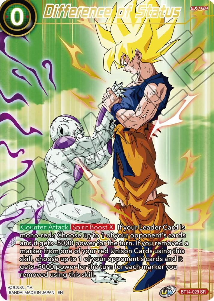Difference of Status BT14-029 card from Theme Selection: History of Son Goku