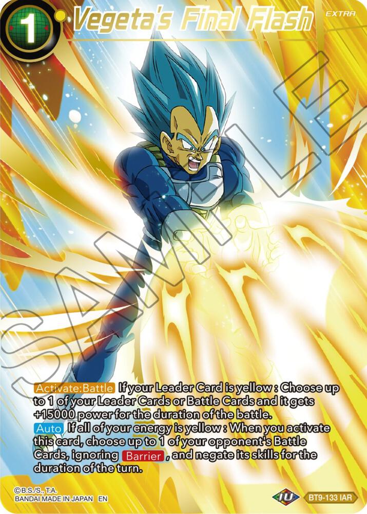 Vegeta's Final Flash BT9-133 card from Theme Selection: History of Vegeta