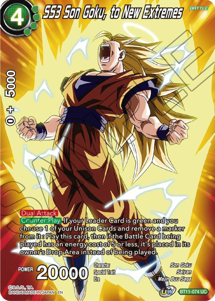 SS3 Son Goku, to New Extremes BT11-074 card from Theme Selection: History of Son Goku