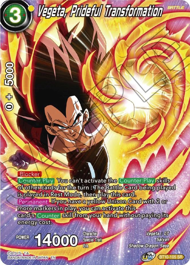 Vegeta, Prideful Transformation BT10-105 card from Theme Selection: History of Vegeta