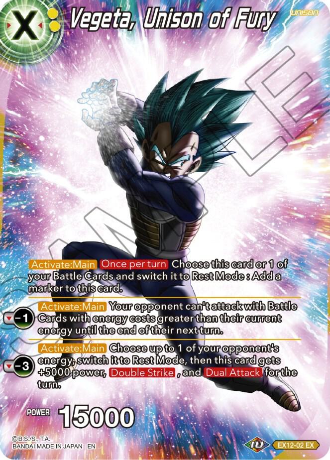 Vegeta, Unison of Fury EX12-02 card from Theme Selection: History of Vegeta
