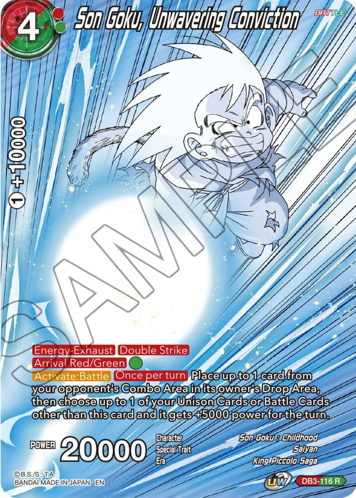 Son Goku, Unwavering Conviction DB3-116 card from Theme Selection: History of Son Goku