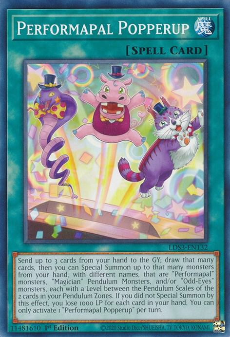 Performapal Popperup LDS3-EN132 card from Legendary Duelists: Season 3