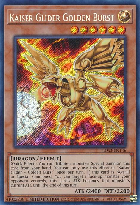 Kaiser Glider Golden Burst LDS3-EN136 card from Legendary Duelists: Season 3
