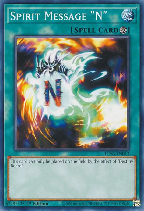 Spirit Message "N" LDS3-EN013 card from Legendary Duelists: Season 3