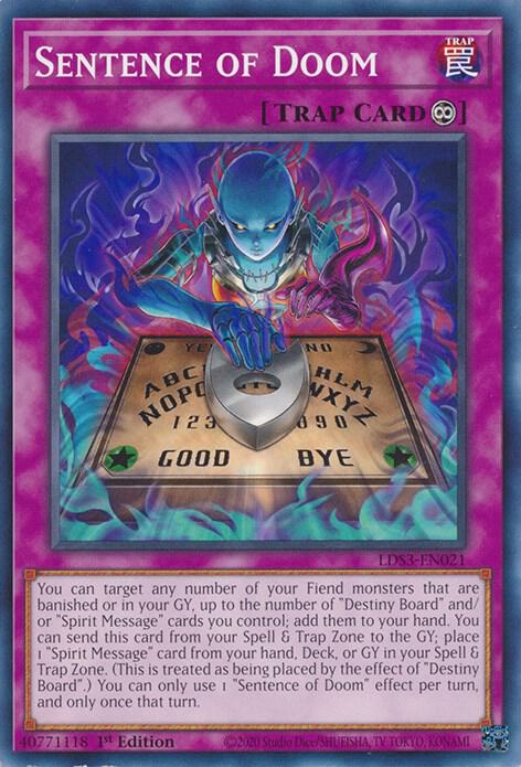 Sentence of Doom LDS3-EN021 card from Legendary Duelists: Season 3