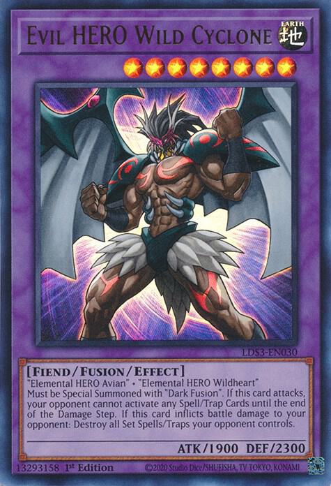 Evil HERO Wild Cyclone LDS3-EN030 card from Legendary Duelists: Season 3