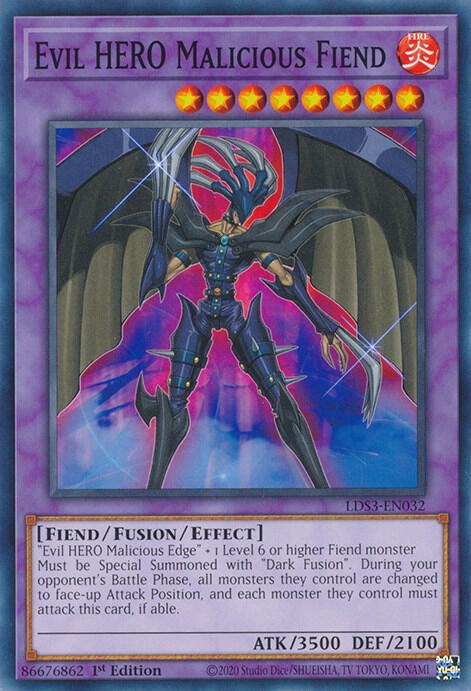Evil HERO Malicious Fiend LDS3-EN032 card from Legendary Duelists: Season 3
