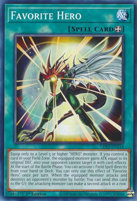 Favorite Hero LDS3-EN114 card from Legendary Duelists: Season 3