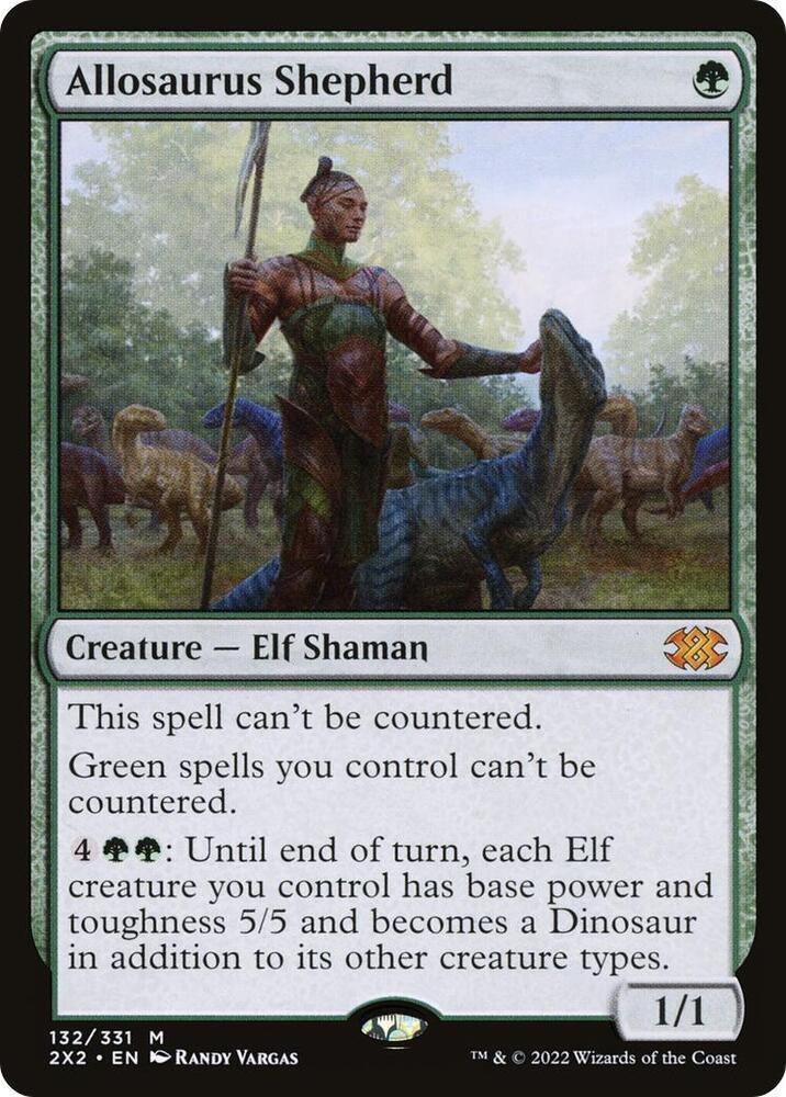 Allosaurus Shepherd 132 card from Double Masters 2022