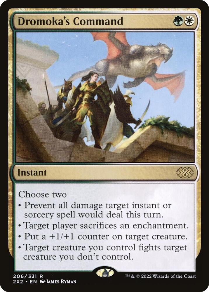 Dromoka's Command 206 card from Double Masters 2022
