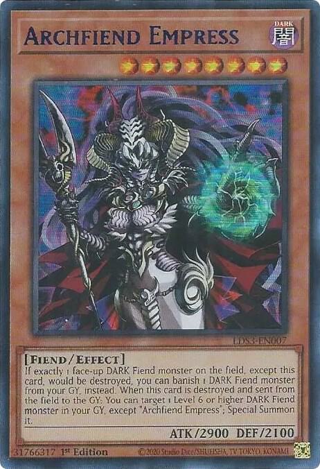 Archfiend Empress (Blue) LDS3-EN007 card from Legendary Duelists: Season 3