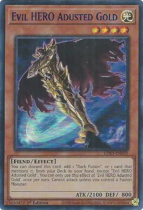 Evil HERO Adusted Gold (Blue) LDS3-EN025 card from Legendary Duelists: Season 3