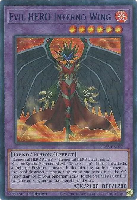 Evil HERO Inferno Wing (Blue) LDS3-EN027 card from Legendary Duelists: Season 3