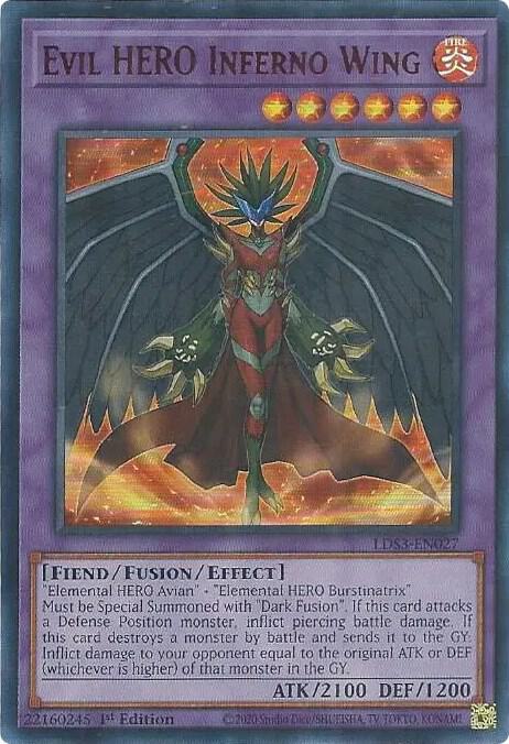 Evil HERO Inferno Wing (Red) LDS3-EN027 card from Legendary Duelists: Season 3