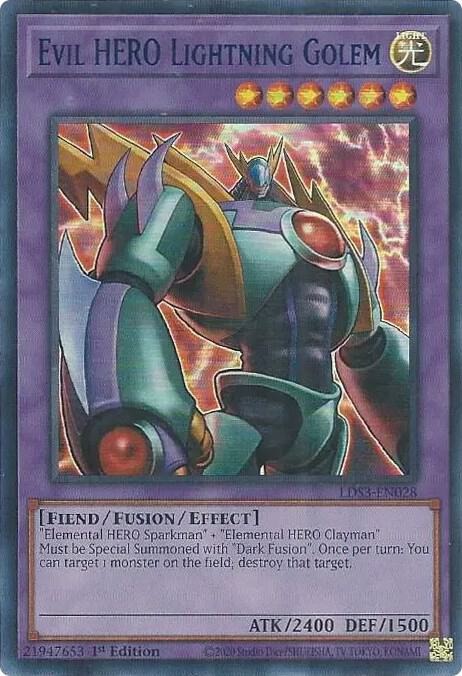 Evil HERO Lightning Golem (Blue) LDS3-EN028 card from Legendary Duelists: Season 3