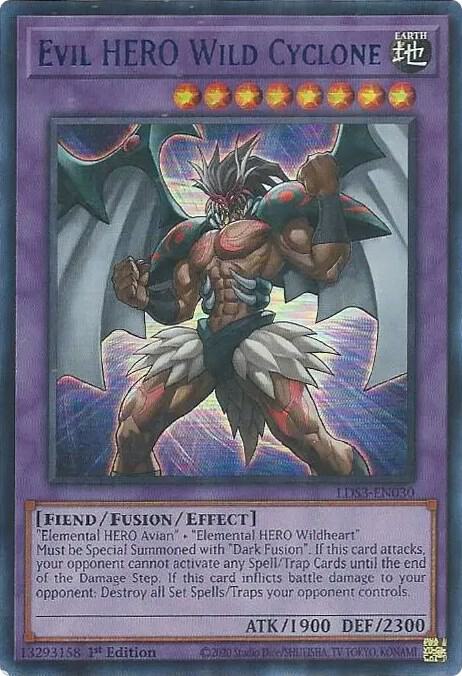 Evil HERO Wild Cyclone (Blue) LDS3-EN030 card from Legendary Duelists: Season 3