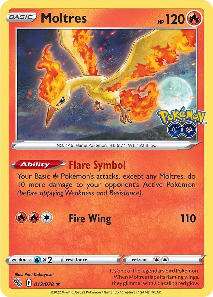 Moltres 012/078 card from Pokemon GO