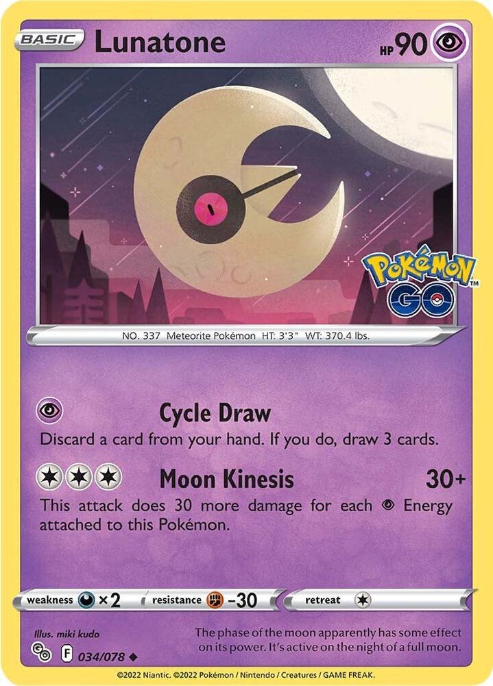 Lunatone 034/078 card from Pokemon GO