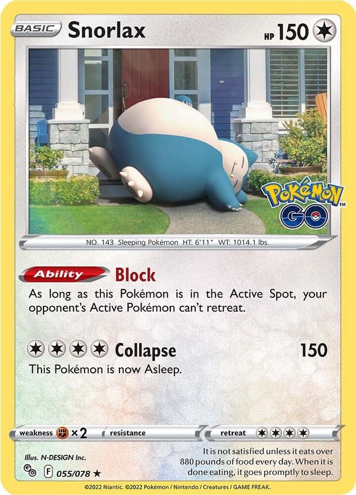 Snorlax 055/078 card from Pokemon GO