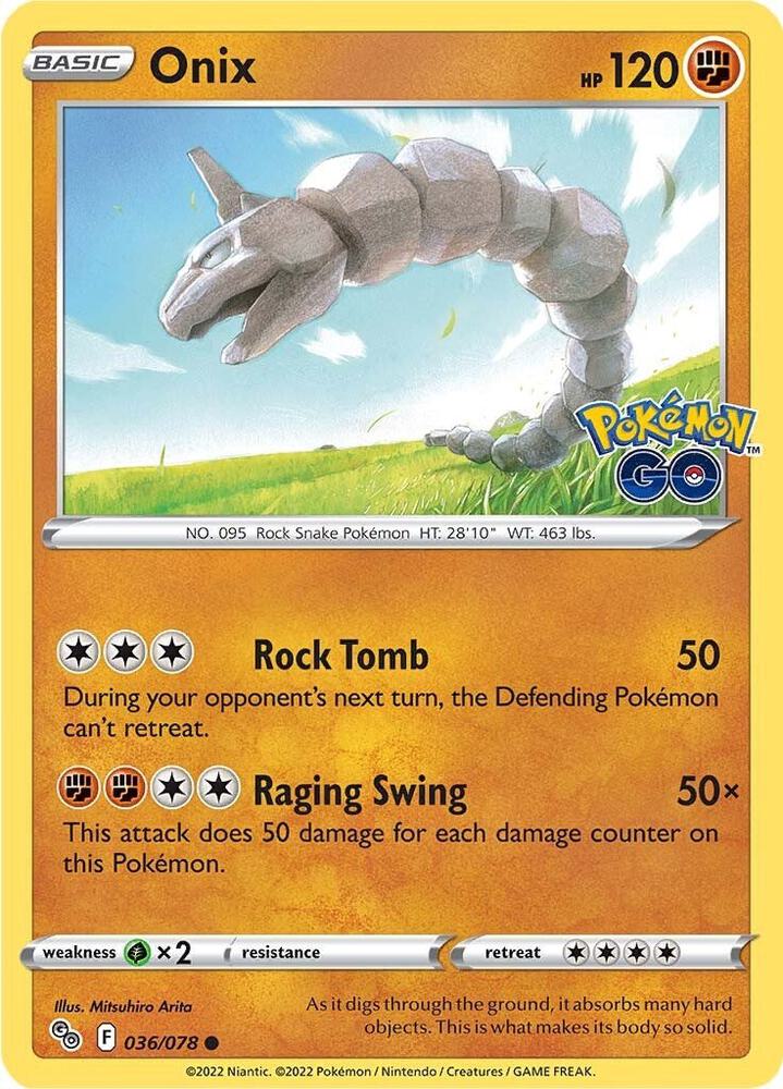 Onix 036/078 card from Pokemon GO