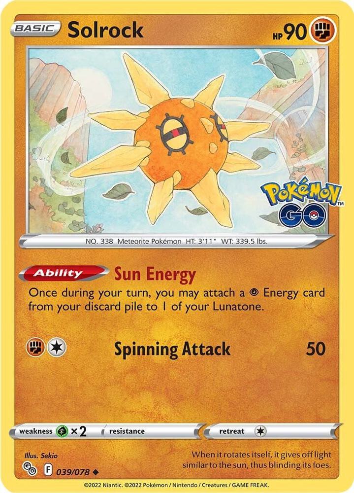 Solrock 039/078 card from Pokemon GO