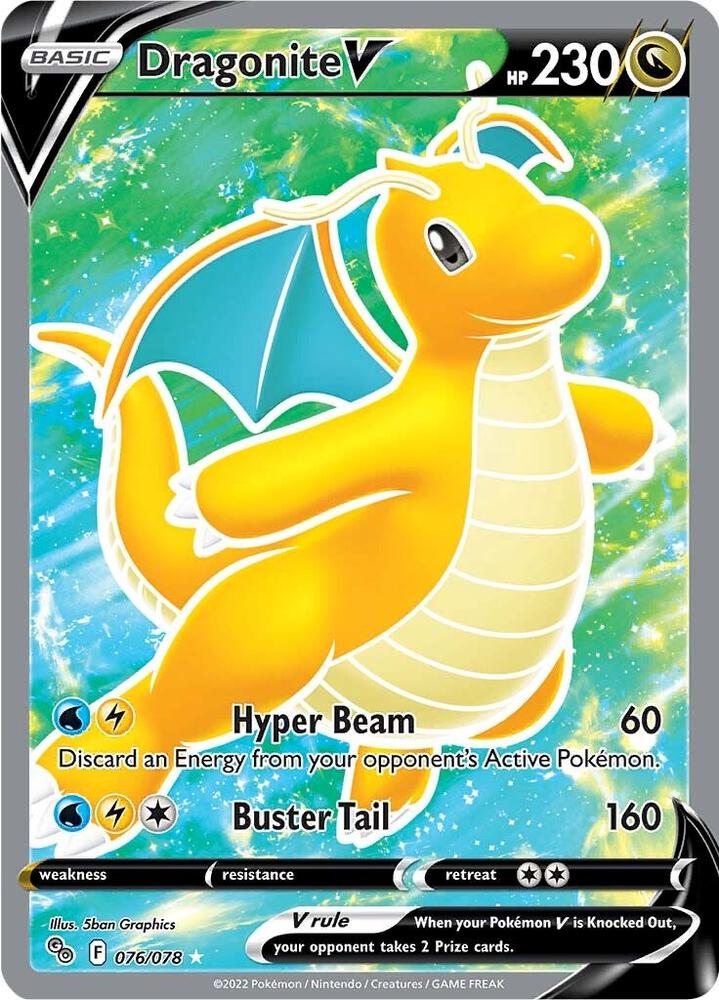 Dragonite V (Full Art) 076/078 card from Pokemon GO